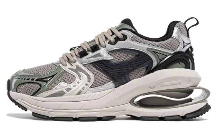 Li Ning Project* Cushioning Abrasion Resistant Cushioning, Wear Resistant Low top Chunky Sneakers Women's Gray Black