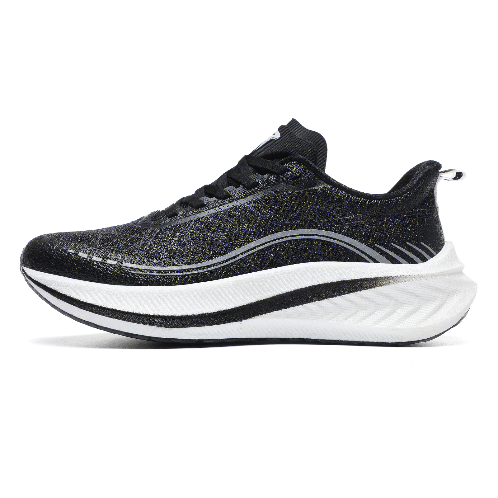 TREEPERI Low top Carbon Plate Casual Marathon Training Sprint Running Shoes Unisex Cosmic Black