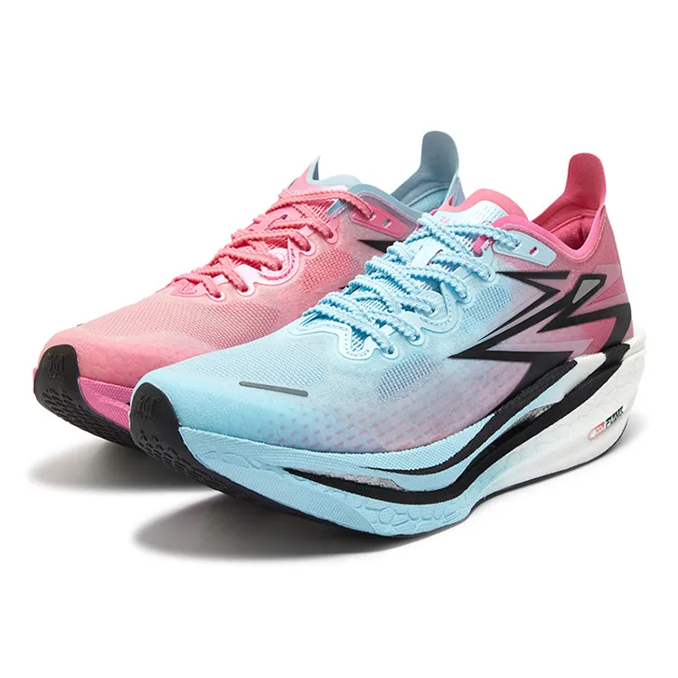 361° Flame 4 Low top Full Length Carbon Plate Marathon Training Running Shoes Unisex Blue Pink Mismatched
