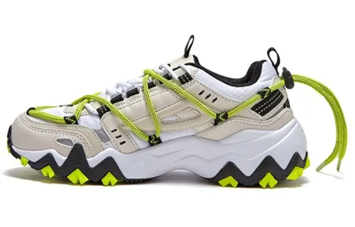 FILA Oakmont Vintage Cushioning, Wear Resistant Low top Chunky Sneakers Unisex White Green Korean Style