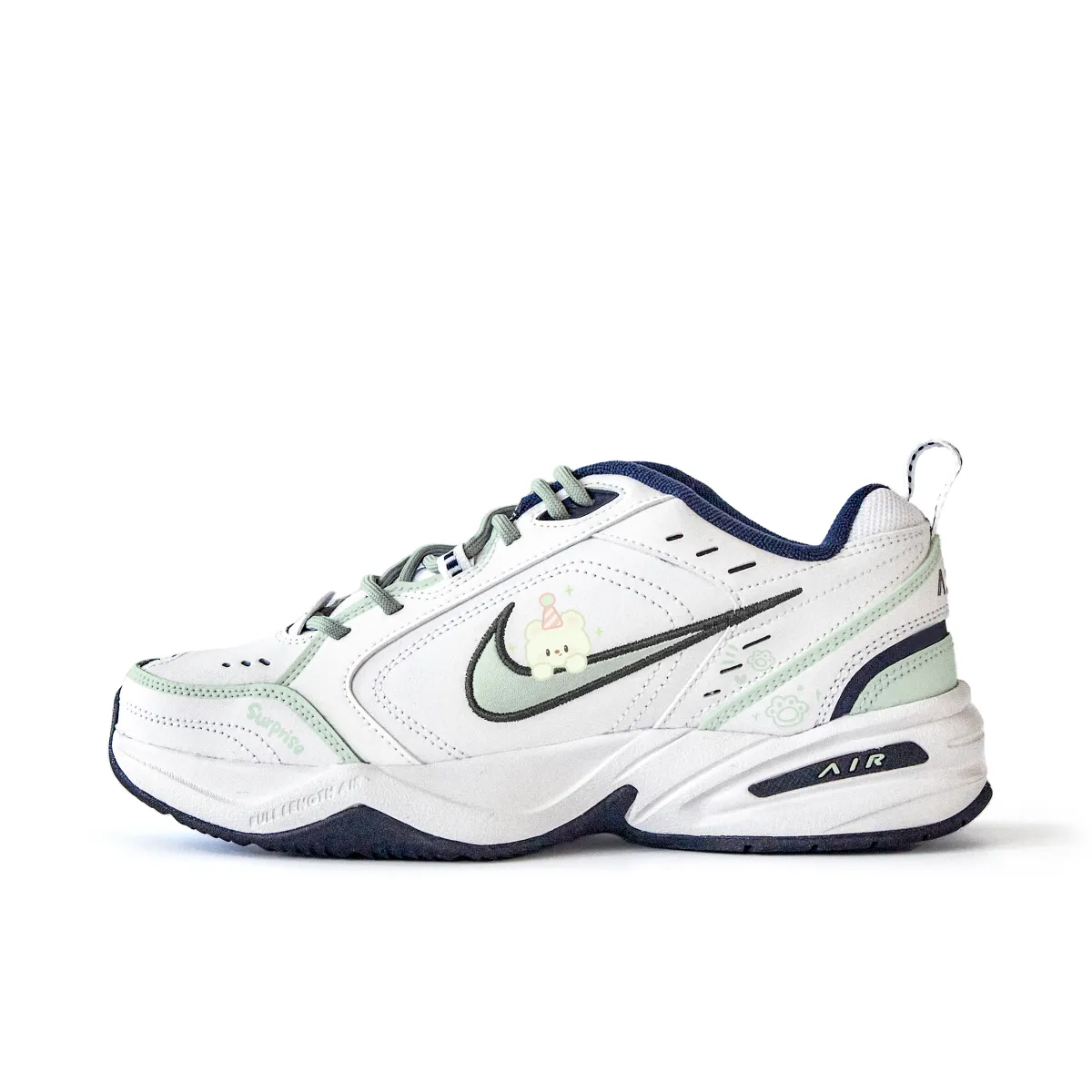Nike Air Monarch 4 Slip Resistant Abrasion Resistant Low top Chunky Sneakers Unisex Light Green
