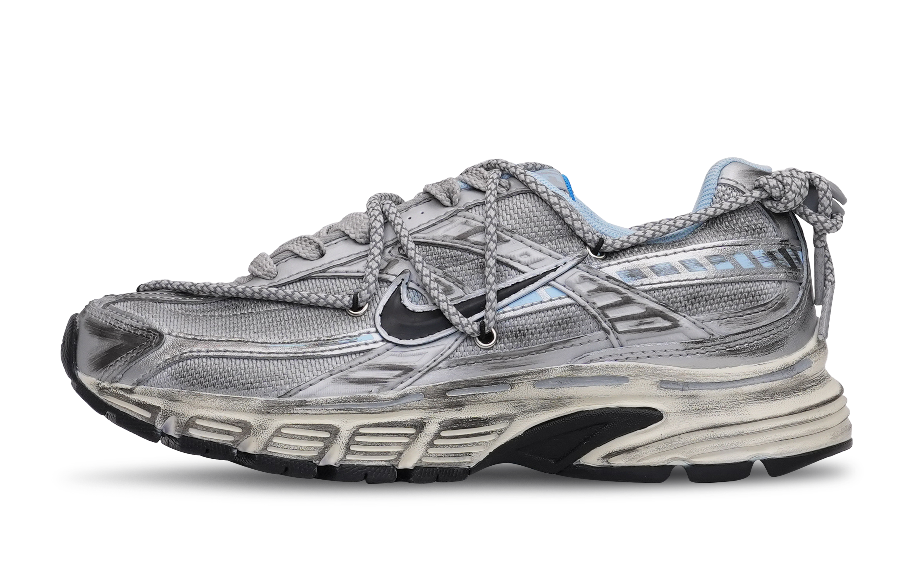 Nike Initiator Mesh Cushioning Slip Resistant Breathable Low top Casual Running Shoes Women's Silver White