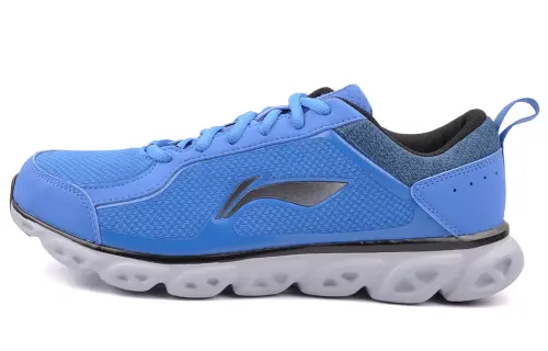Li Ning Synthetic Leather Cushioning Slip Resistant Abrasion Resistant Low top Running Shoes Men's Blue Gray