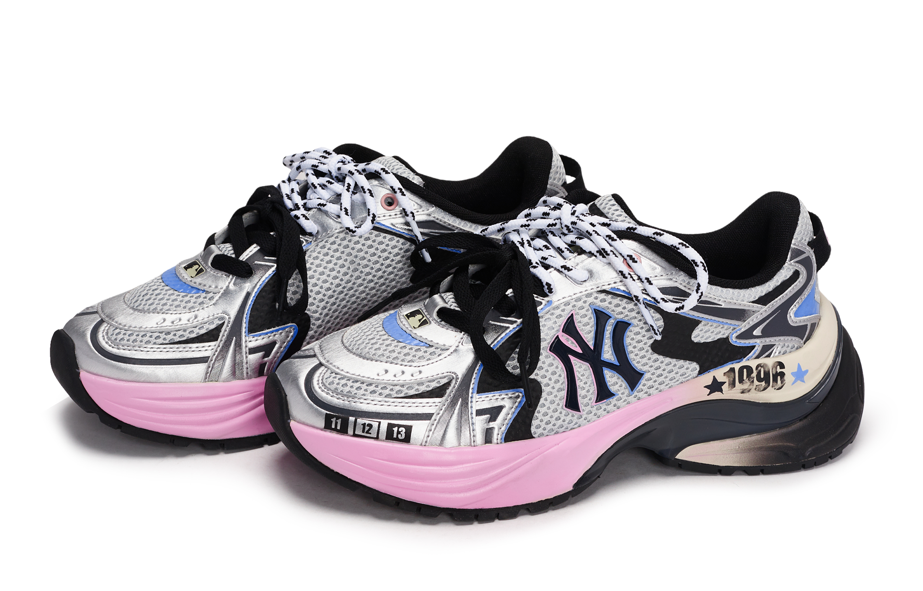 MLB New York Yankees Slip Resistant Abrasion Resistant Low top Running Shoes Unisex Silver