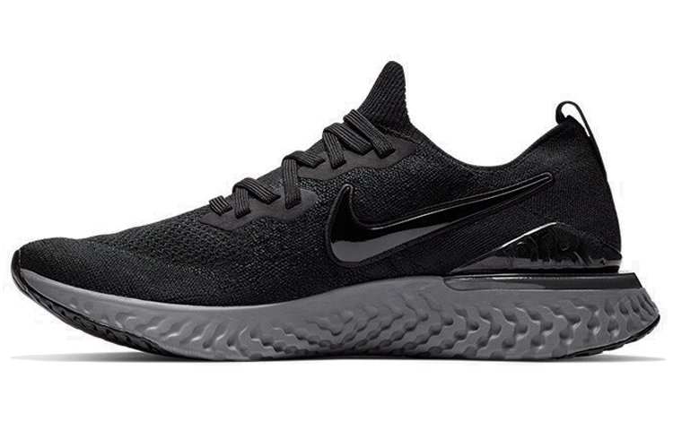Nike Epic React Flyknit 2 Cushioning Foam Sports Black Warrior Fabric Shock Absorbing Anti-Slip Breathable Low-top Casual Running Shoes Unisex Black