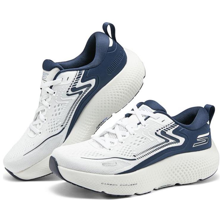 Skechers Go Run Max Road 6 Abrasion Resistant Low top Training Running Shoes Men’s White Blue