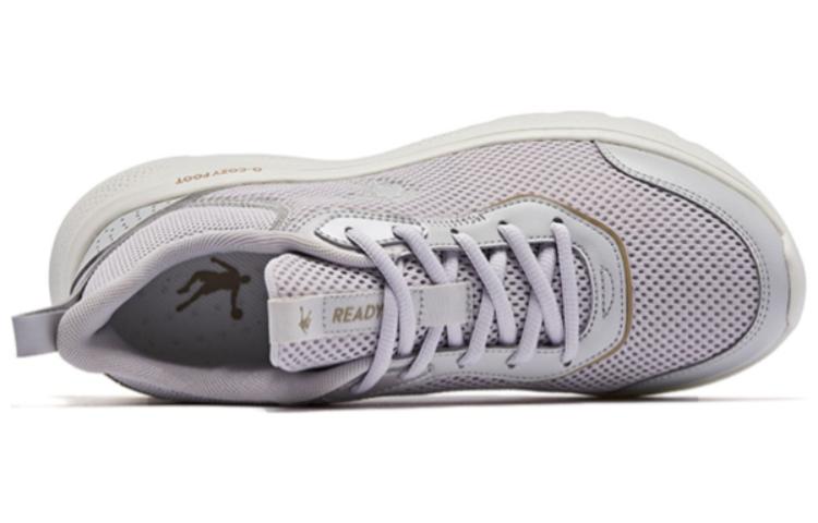 QIAODAN Cushioning Slip Resistant Abrasion Resistant Breathable Lightweight Low top Running Shoes Men’s Gray White