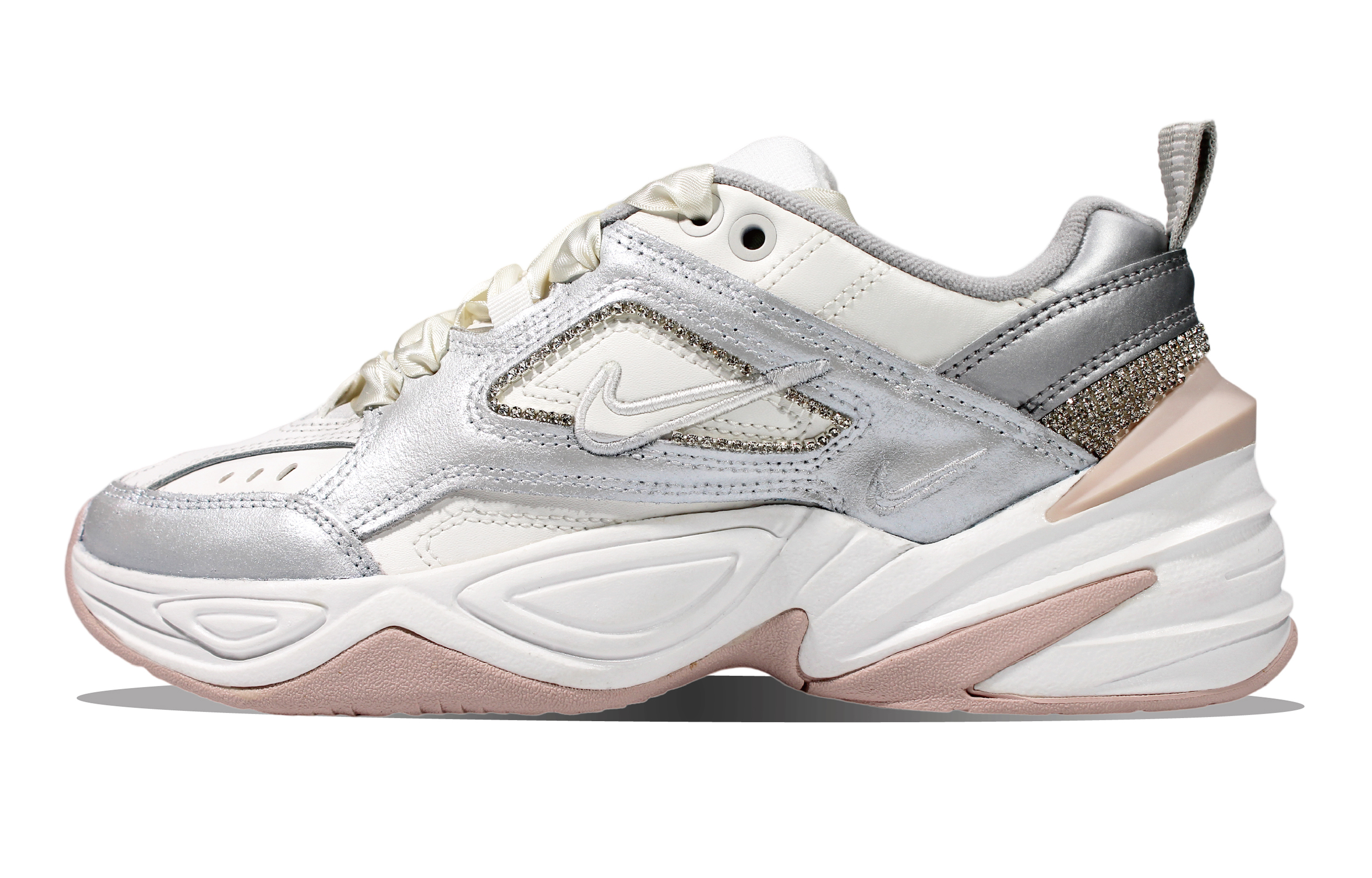 Nike M2K Tekno Cushioning Low top Chunky Sneakers Women's Silver Pink