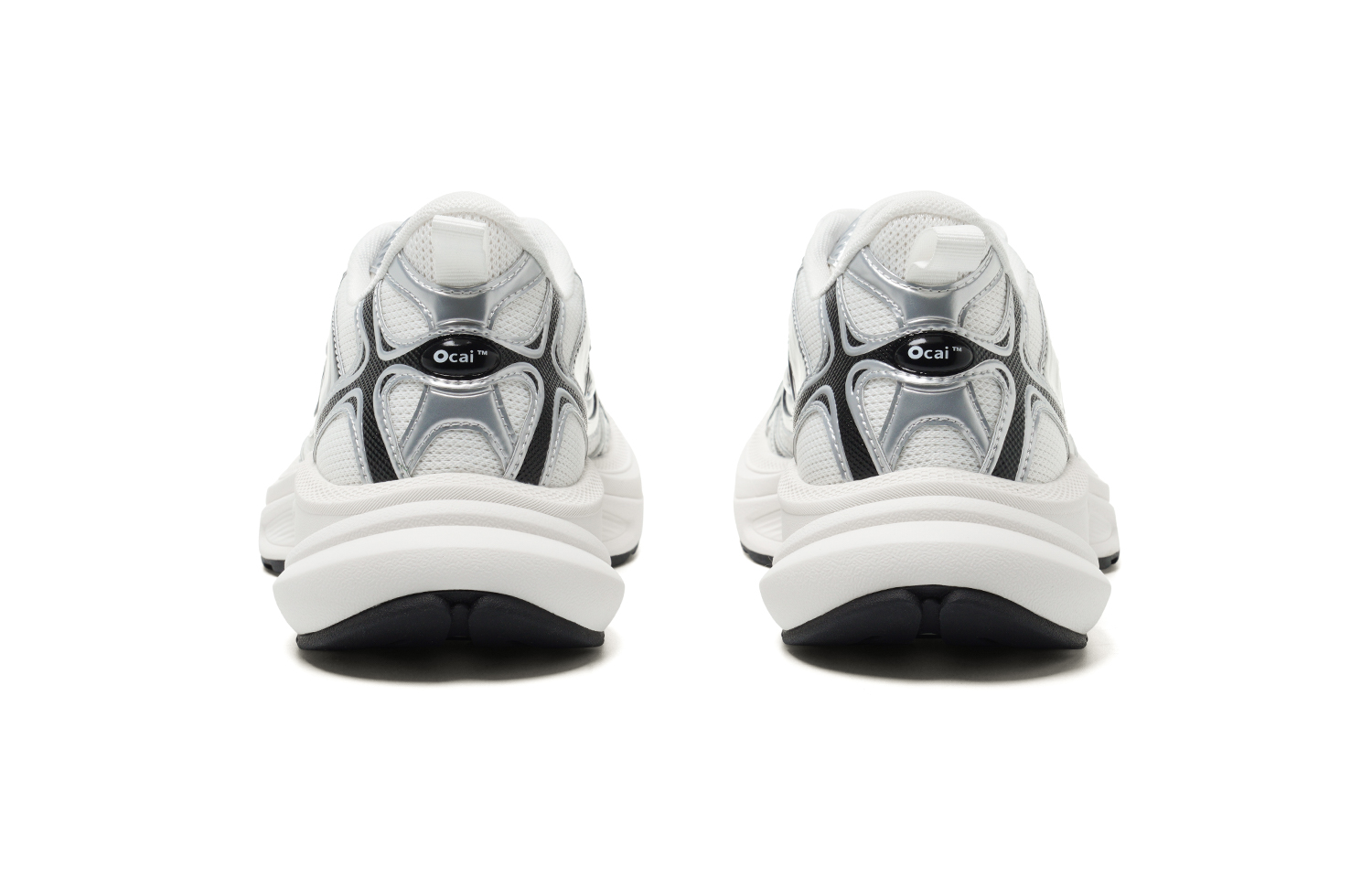 Ocai Disk Runtech Mesh, Textile, Synthetic Leather Low top Running Shoes Unisex Silver White