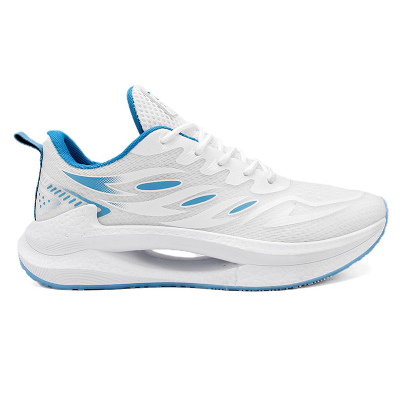 MEKY Slip Resistant Abrasion Resistant Low top Running Shoes Men’s White Blue