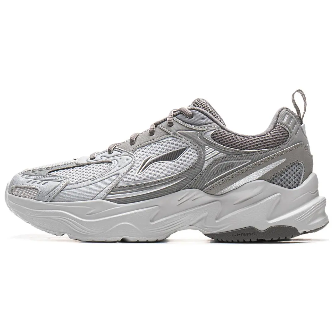 Li Ning Shooting Stars 2K Cushioning Slip Resistant Abrasion Resistant Support Low top Chunky Sneakers Men's Gray