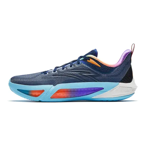 Anta Anta Quick 7 Polaris A-SHOCK PRO cement buster professional practical shock-absorbing anti-slip wear-resistant rebound anti-rollover midfoot heterosexual flexible carbon fabric rubber low-top basketball shoes men's blue and orange