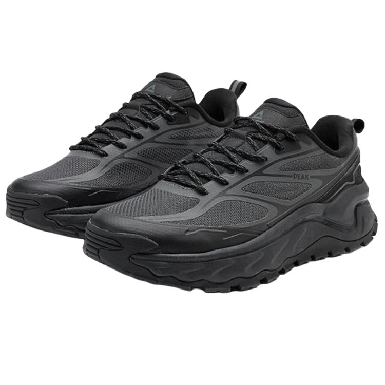 PEAK Cushioning Slip Resistant Abrasion Resistant Low top Outdoor Shoes Unisex Gray Black