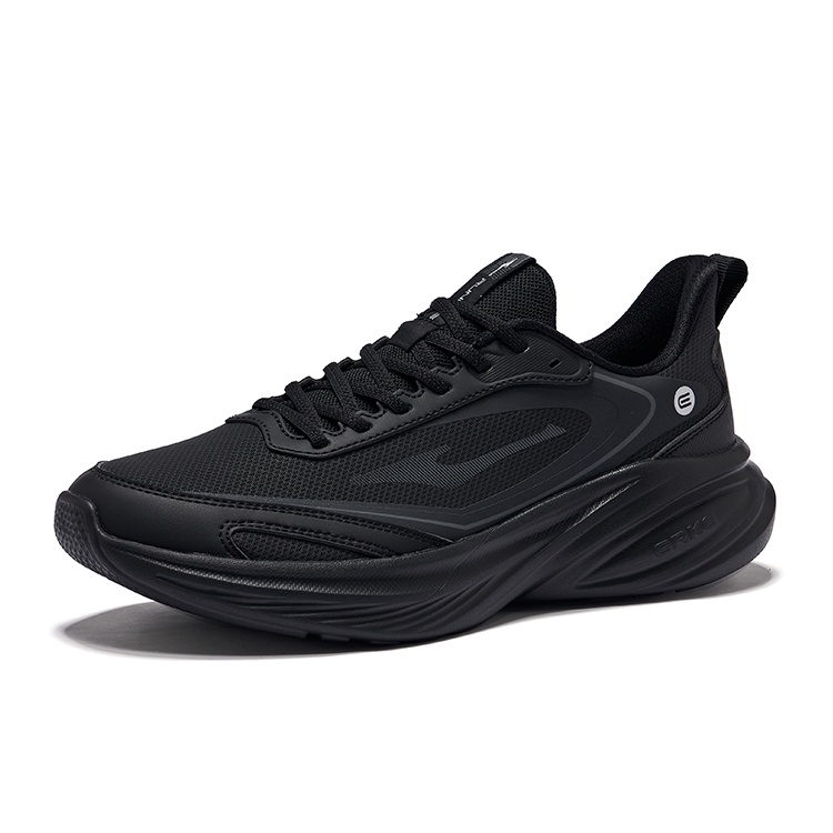 Erke Ling Teng Cushioning Slip Resistant Lightweight Low top Training City Commuting Running Shoes Men’s Jet Black