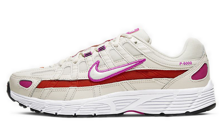 Nike P-6000 Comfortable and versatile fabric shock-absorbing, non-slip and wear-resistant low-cut casual running shoes for women, white powder