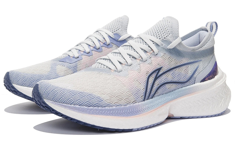 Li Ning Feidian Discovery Abrasion Resistant Slip Resistant Low top Running Shoes Women’s White Blue Purple