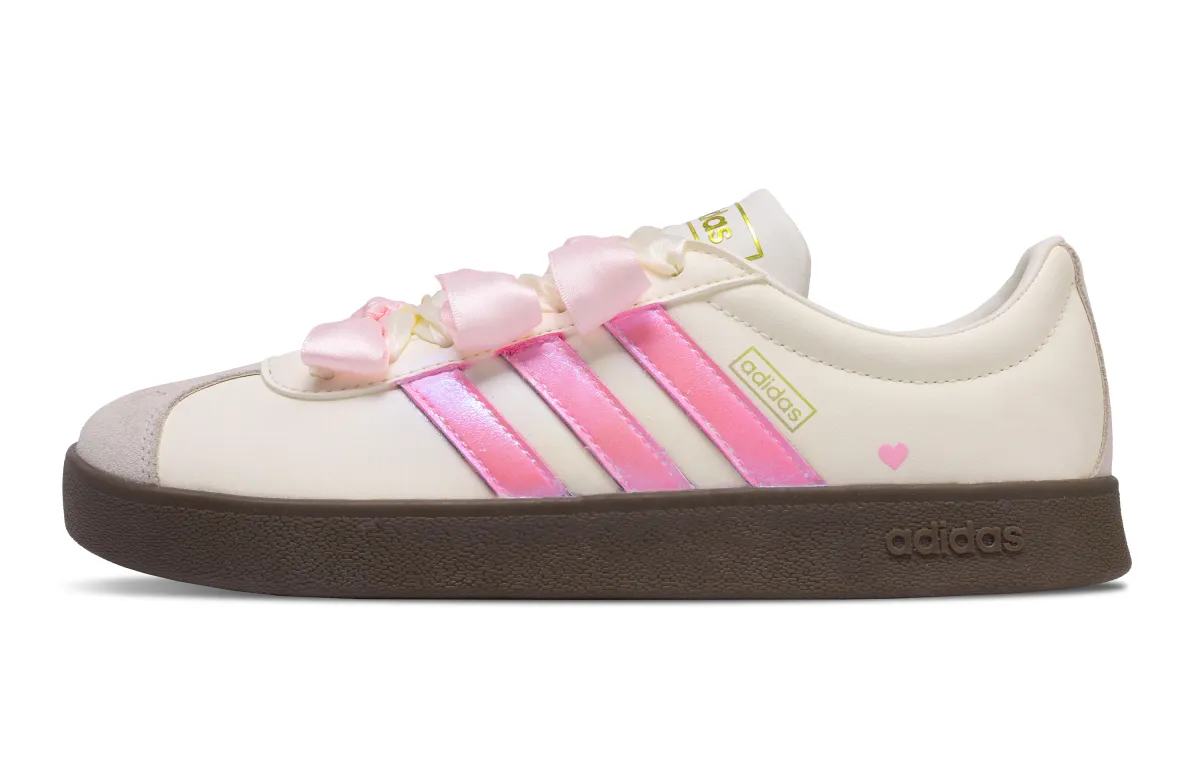 Adidas VL COURT 2.0 Monkey, Spring Letter Coverage Slip Resistant Low top Skateboard Shoes Unisex Pink