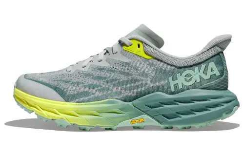 HOKA ONE ONE Speedgoat 5 Wide Speedgoat 5 fabric shock-absorbing, non-slip and wear-resistant low-top running shoes, women's gray green