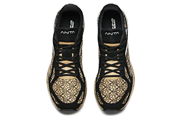 Anta Cushioning Slip Resistant Lightweight Cushioning Slip Resistant Lightweight Low top Running Shoes Men’s Black Gold