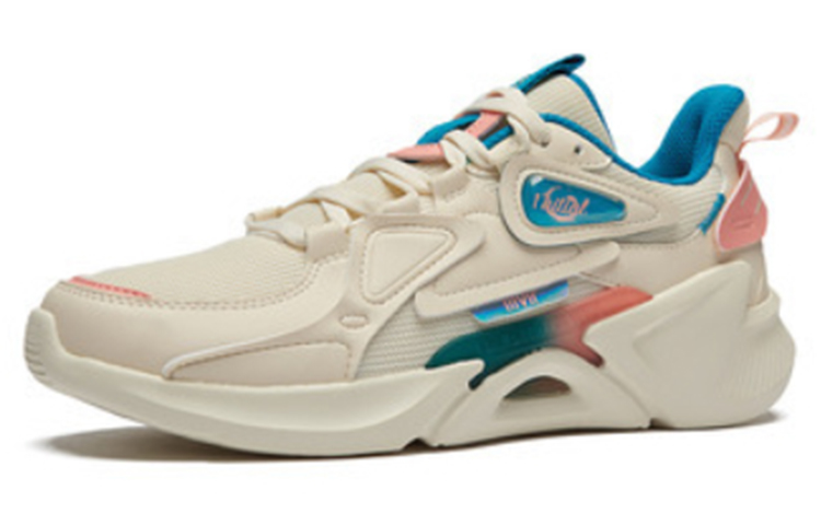 361° Mesh, Synthetic Leather Abrasion Resistant Lightweight Cushioning Low top Running Shoes Women’s Beige Cyan