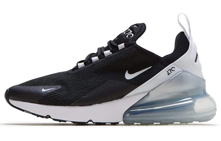 Nike Air Max 270 Sports Comfort Fabric Synthetic Leather Low Top Casual Running Shoes Women's Black and White