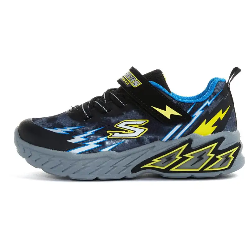 Skechers Low top Casual Running Shoes Men's Black Blue Yellow