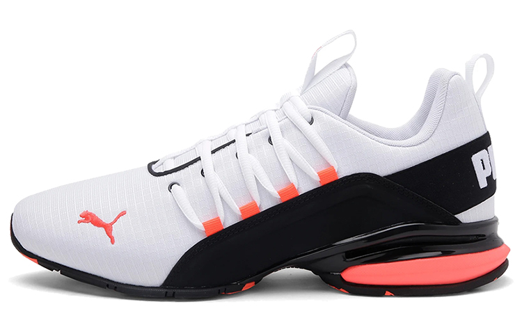 PUMA Axelion Cushioning Slip Resistant Lightweight Low top Running Shoes Men's White Black Orange
