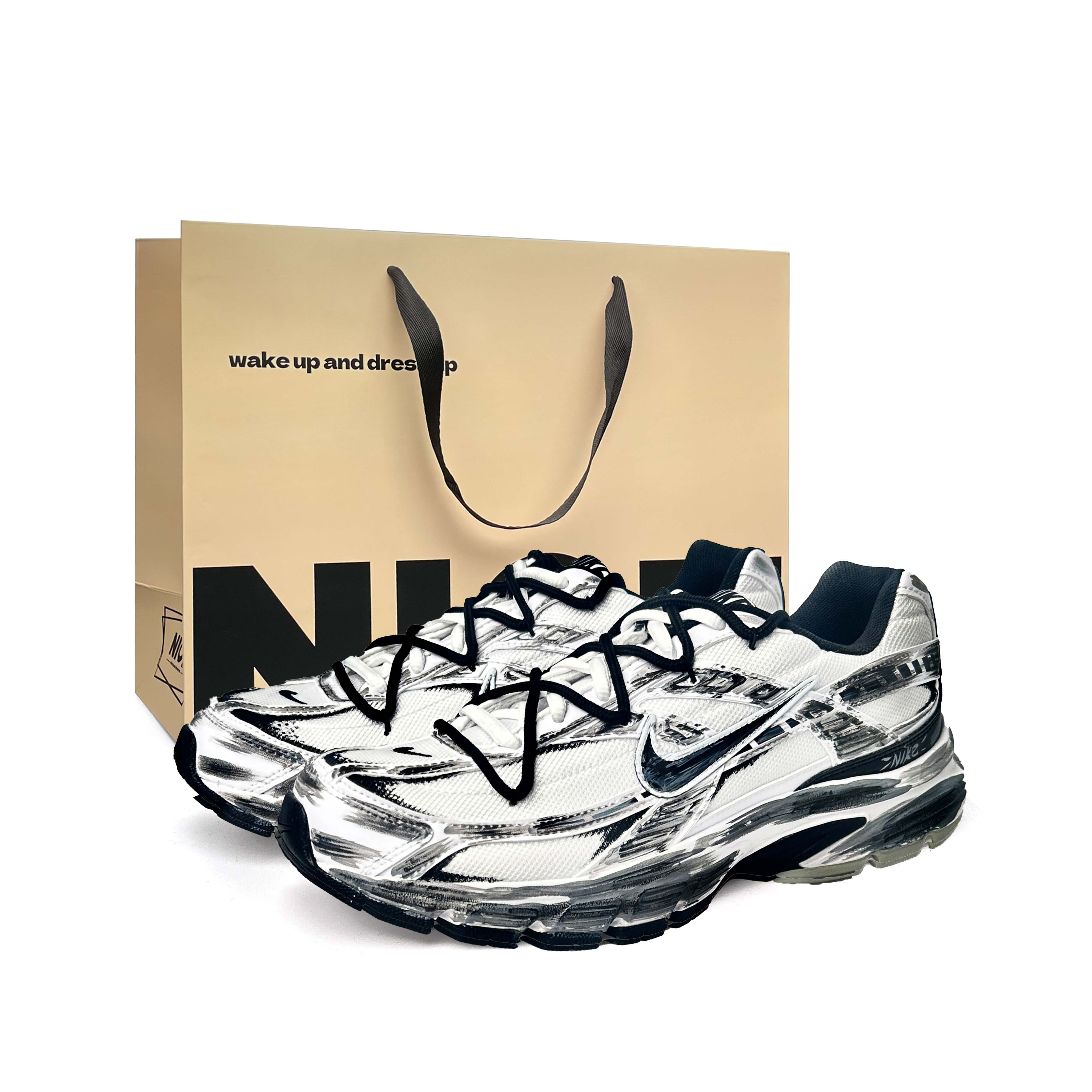 Nike Initiator Abrasion Resistant Low top Casual City Commuting Running Shoes Unisex Black White