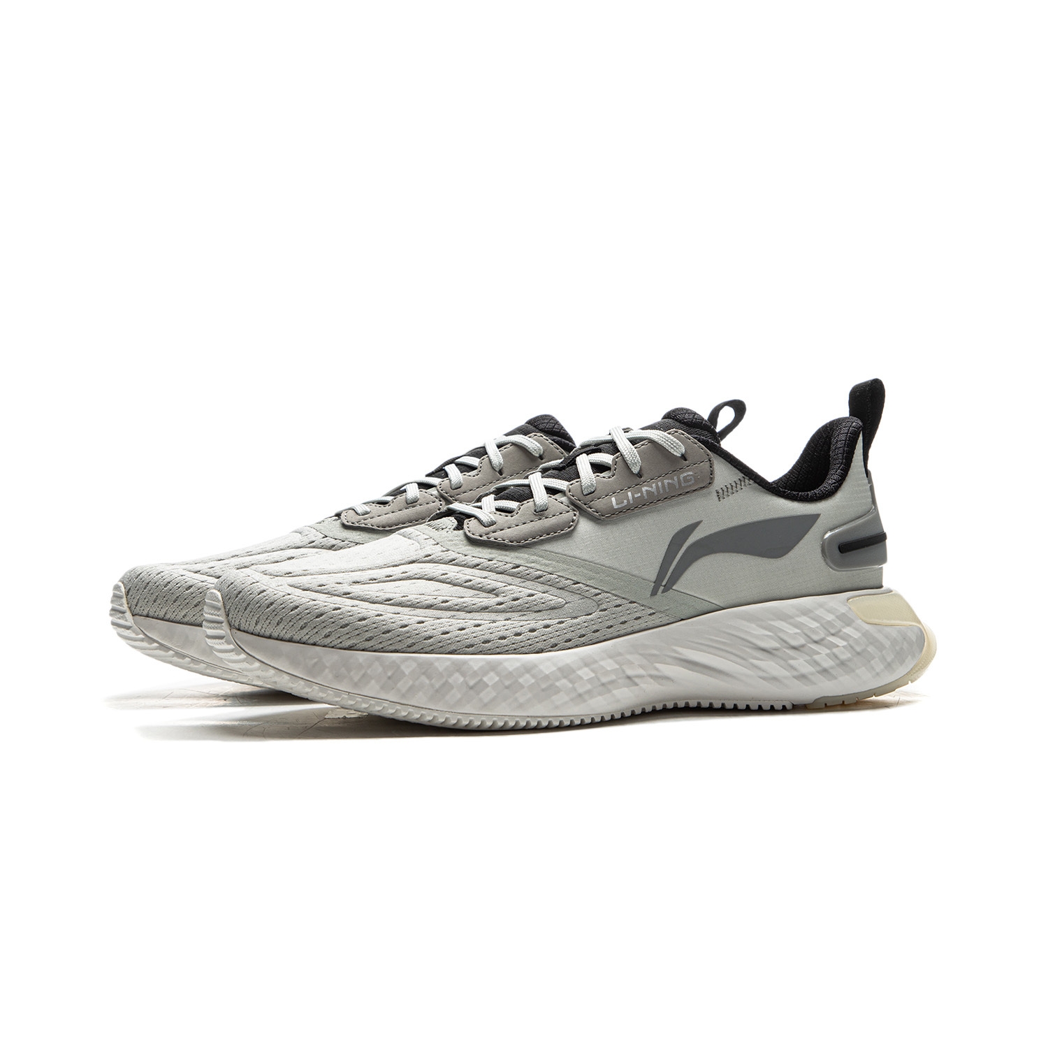 Li Ning Cushioning Abrasion Resistant Cushioning, Wear Resistant Low top Casual Running Shoes Men’s Waterdrop Gray