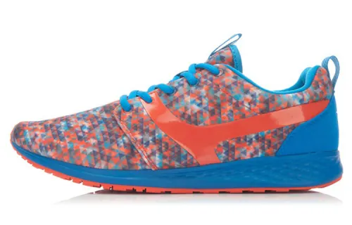 Li Ning Cushioning Slip Resistant Abrasion Resistant Low top Running Shoes Men's Orange Blue