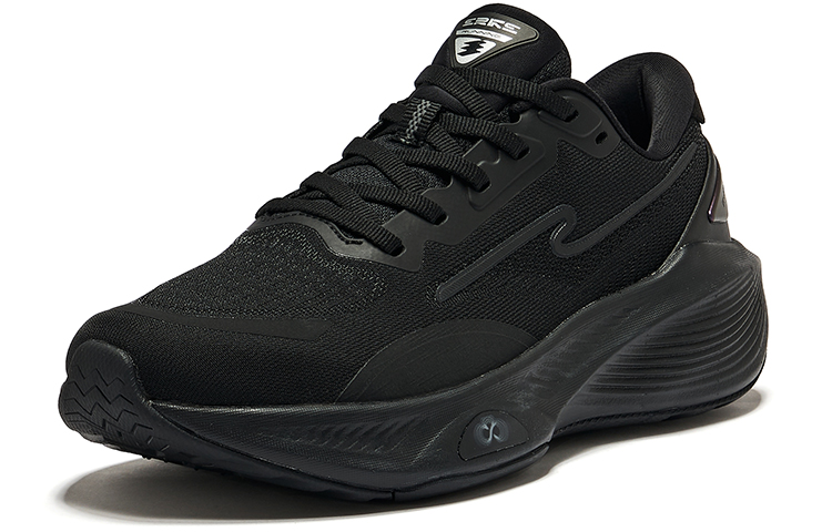 Erke Textile, Synthetic Leather Low top Running Shoes Women’s Jet Black