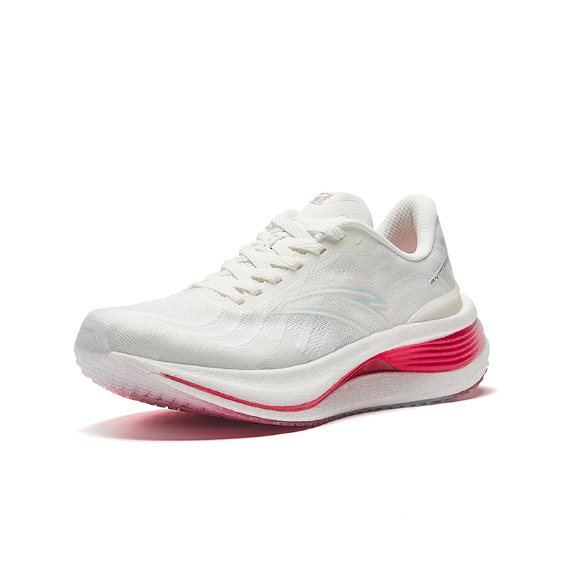 Anta Running Collection Fabric Slip Resistant, Abrasion Resistant, Breathable Low top Running Shoes Women’s White Pink