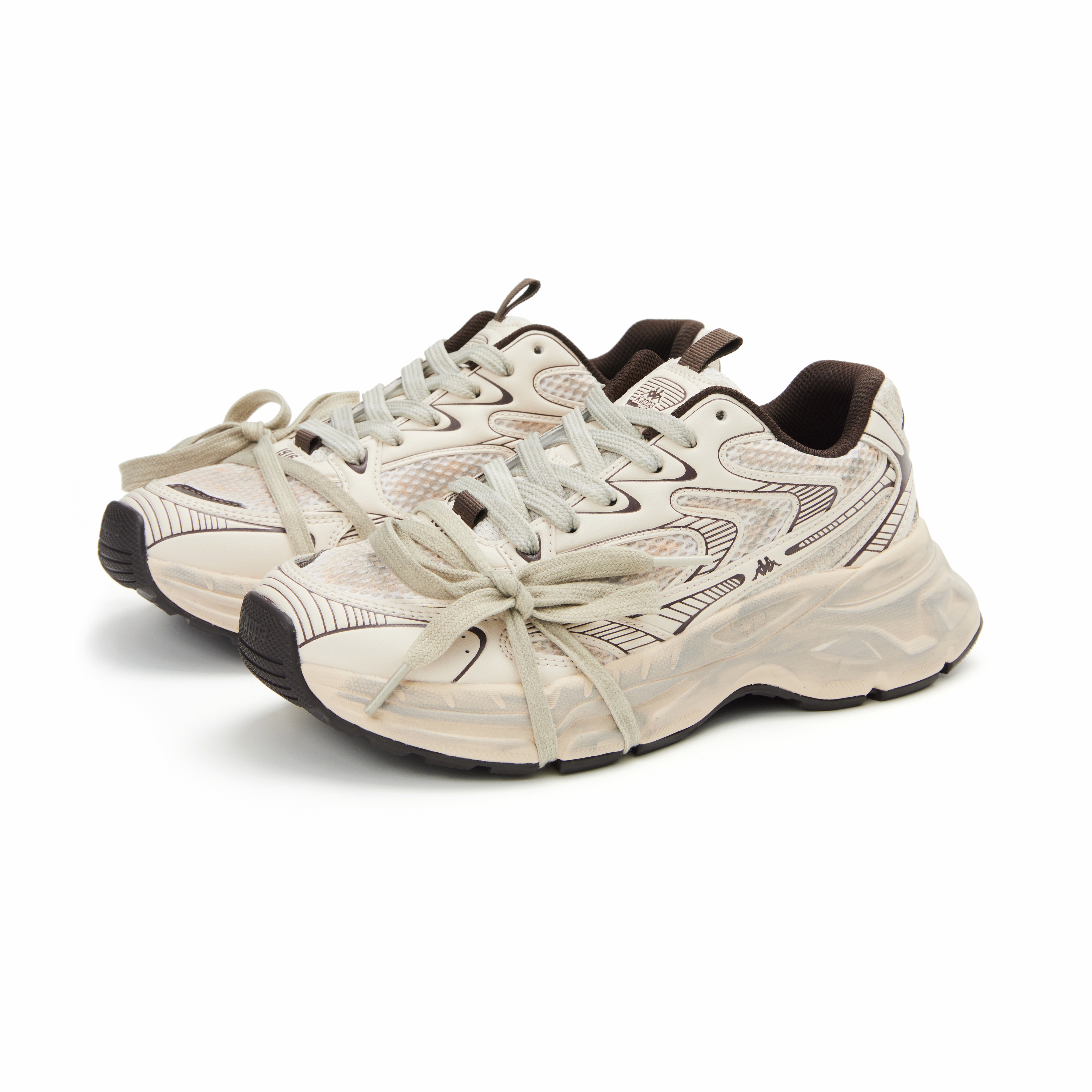 Kappa Mesh, Textile Cushioning Slip Resistant Breathable Low top Casual Running Shoes Unisex Beige