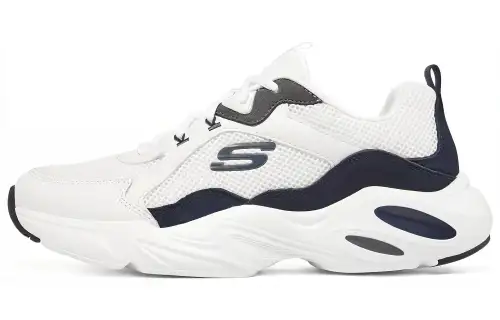 Skechers Stamina Airy Textile, Leather Low top Chunky Sneakers Men's White Marine Blue