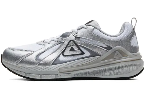 PEAK Cushioning Abrasion Resistant Breathable Lightweight Rebound Low top Running Shoes Men's Technology Silver