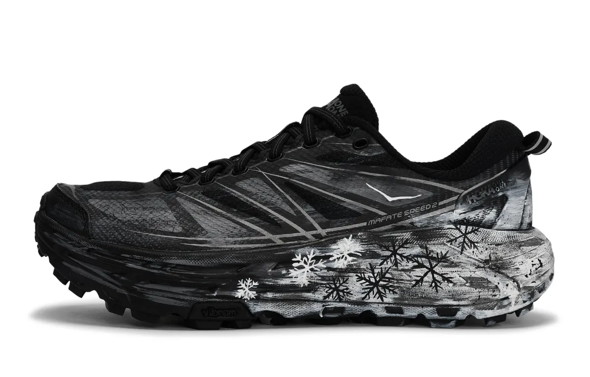 HOKA ONE ONE Mafate Speed 2 Abrasion Resistant Low top Running Shoes Unisex Black White Gray
