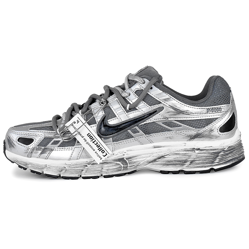 Nike P 6000 Cushioning, Wear Resistant Low top Casual City Commuting Running Shoes Unisex Silver