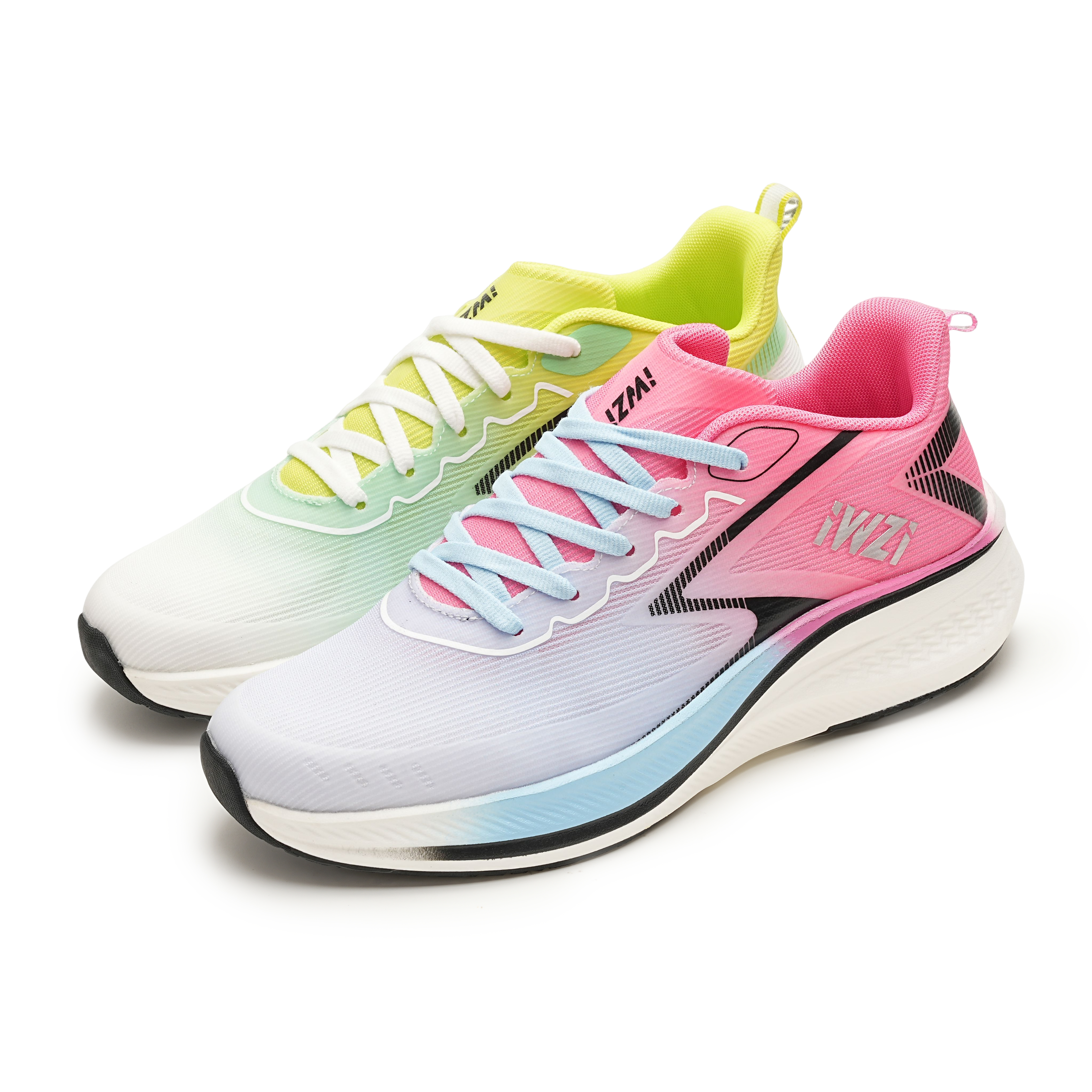 IWZI Low top Running Shoes Unisex Floral Willow Green Mismatched Color