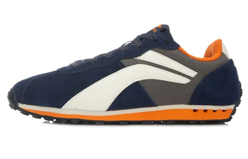 Li Ning 3KM Ⅱ Ltr Slip Resistant Abrasion Resistant Cushioning Low top Running Shoes Men's Blue Brown White