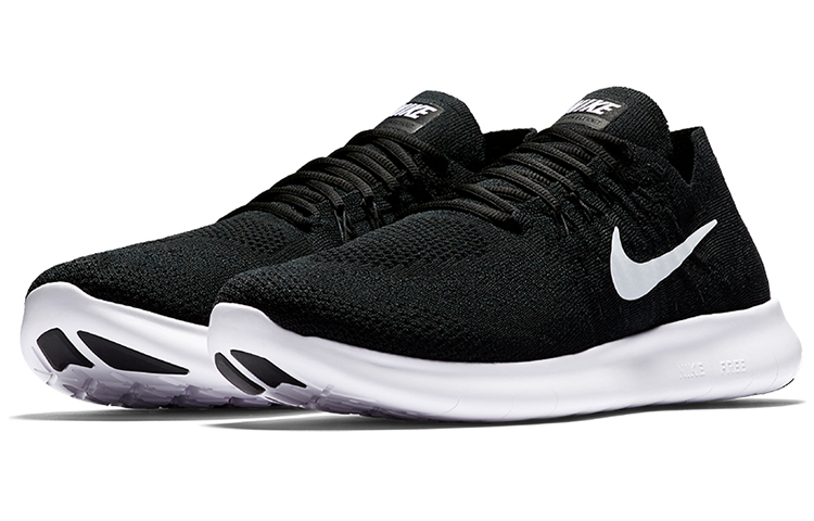 Мужские кроссовки Nike Free RN Flyknit 2017 (черно-белые) — Чёрный / белый — фото 2