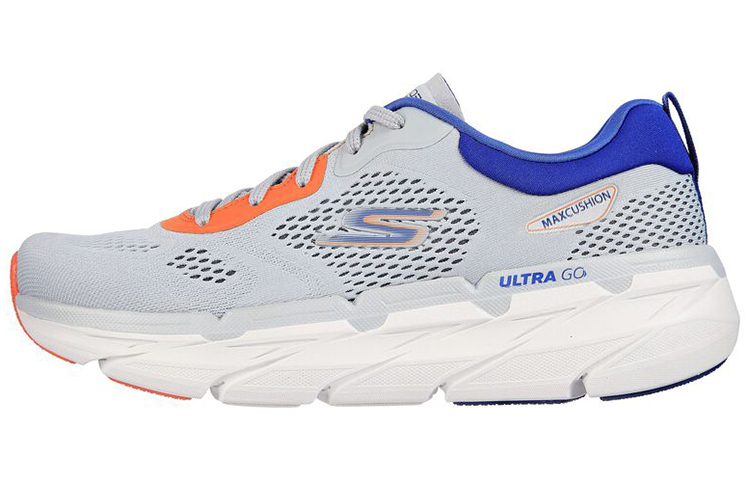 Skechers Skechers Max Cushioning Comfortable Sports Fabric Low-top Running Shoes Men's Gray Blue