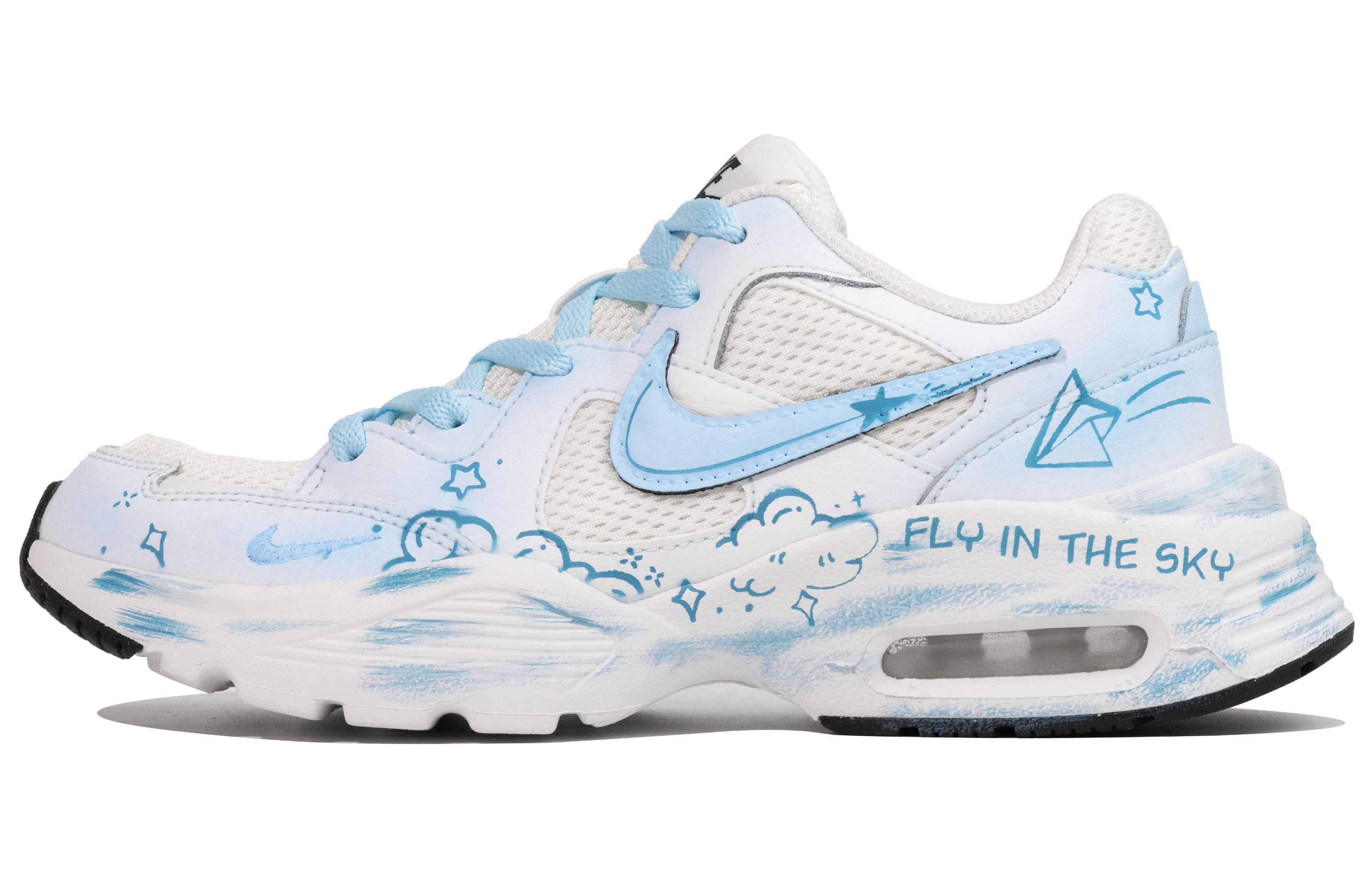 Nike Air Max Fusion Slip Resistant Abrasion Resistant Low top Running Shoes Unisex White Blue