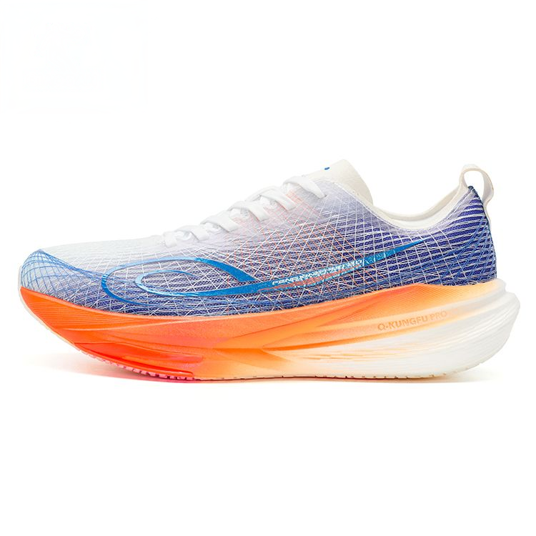 QIAODAN Cushioning Breathable Low top Physical Fitness Test & Exam Racing Running Shoes Men’s White Blue