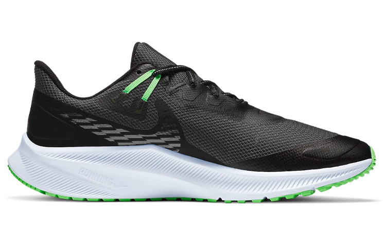 Мужские кроссовки Nike Quest 3 (черно-зеленые) — Чёрный / зелёный — фото 2