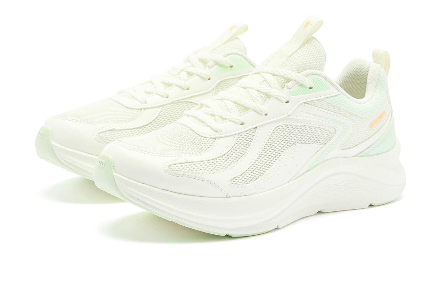 QIAODAN Running Shoes Women’s Low Top Ivory Lime Green