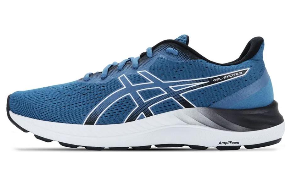 Asics Gel Excite 8 Textile, Synthetic Leather Comfortable Low top Running Shoes Men's Blue Black White