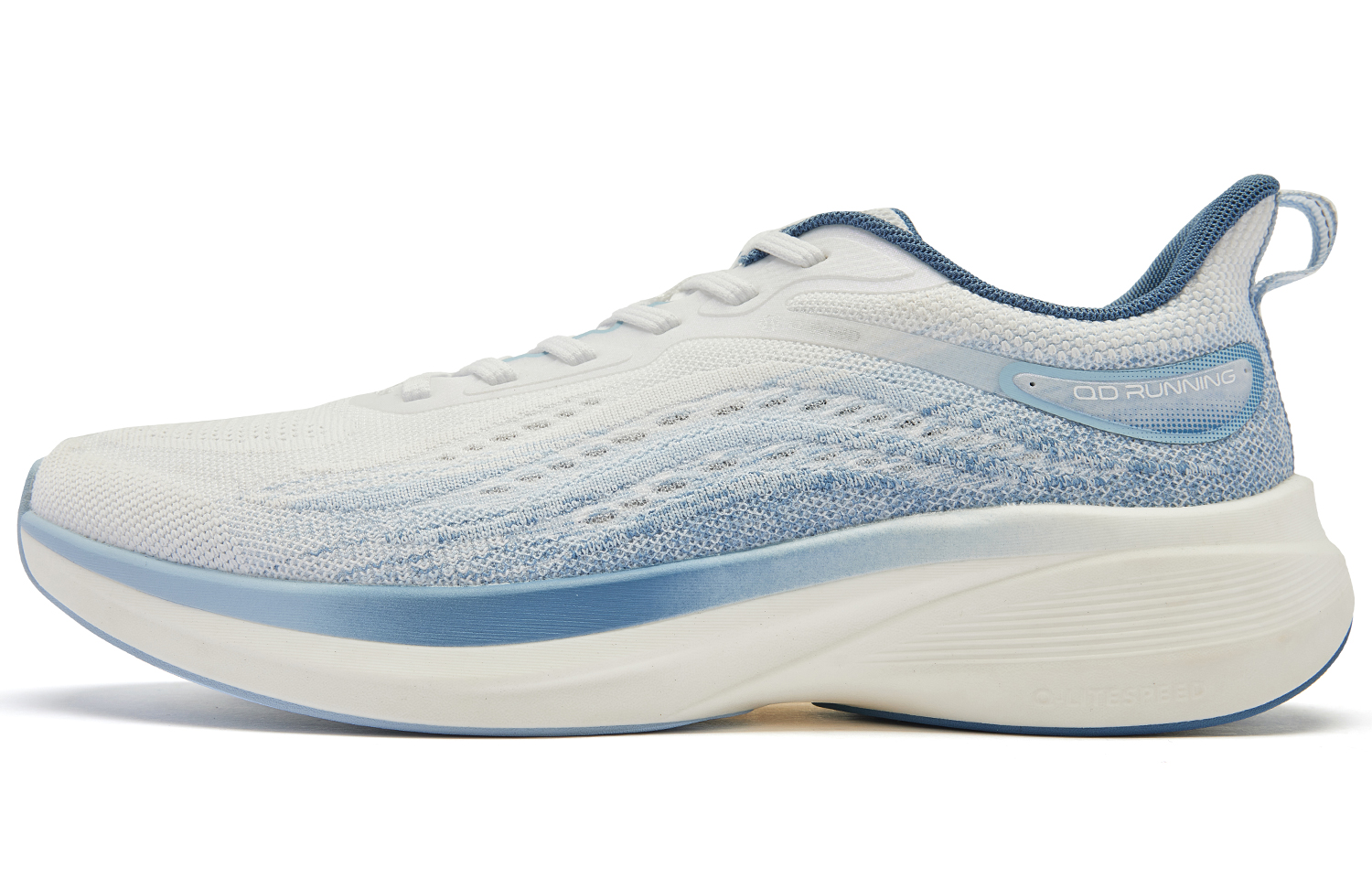 QIAODAN Comfortable Slip Resistant Cushioning Low top Running Shoes Men’s White Blue