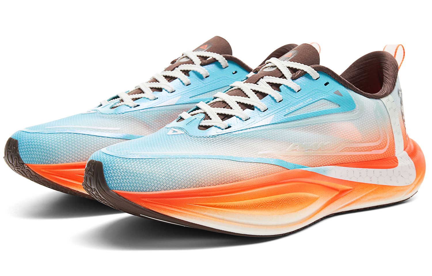 PEAK Double Breath 2.0 Running Shoes Men’s Low Top Crystal Blue Neon Orange