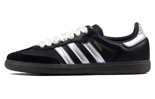 Adidas Originals SAMBA OG Abrasion Resistant Slip Resistant Low top Skateboard Shoes Unisex Black Silver