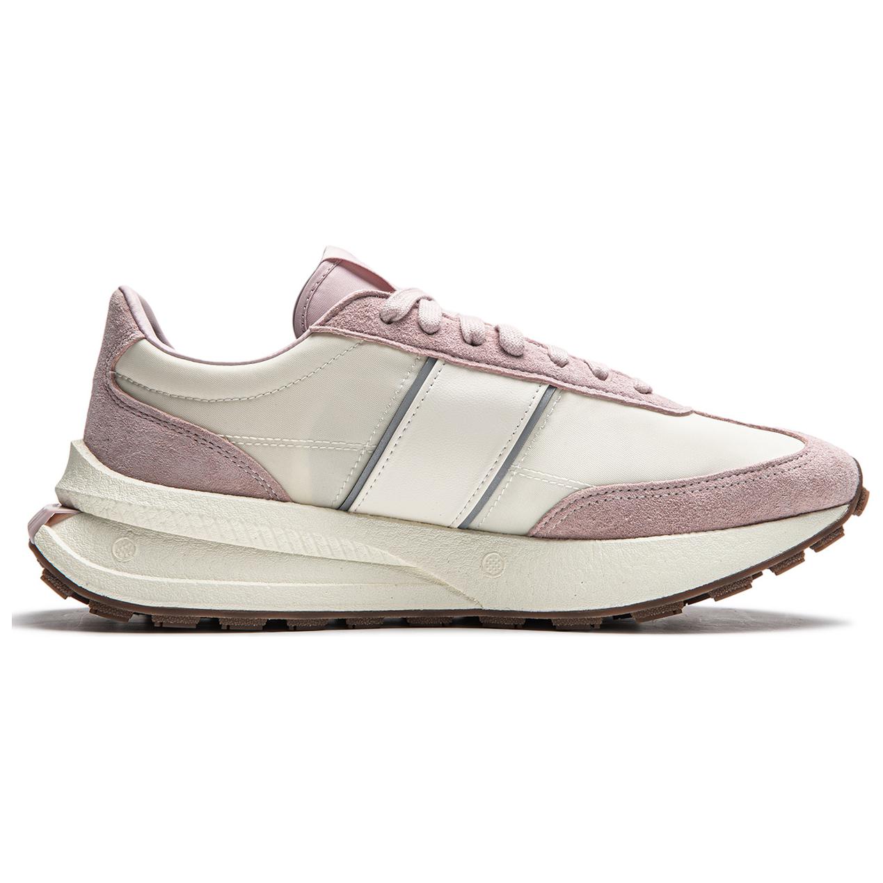 Li Ning Cushioning Slip Resistant Low top Casual Running Shoes Unisex Beige Pink